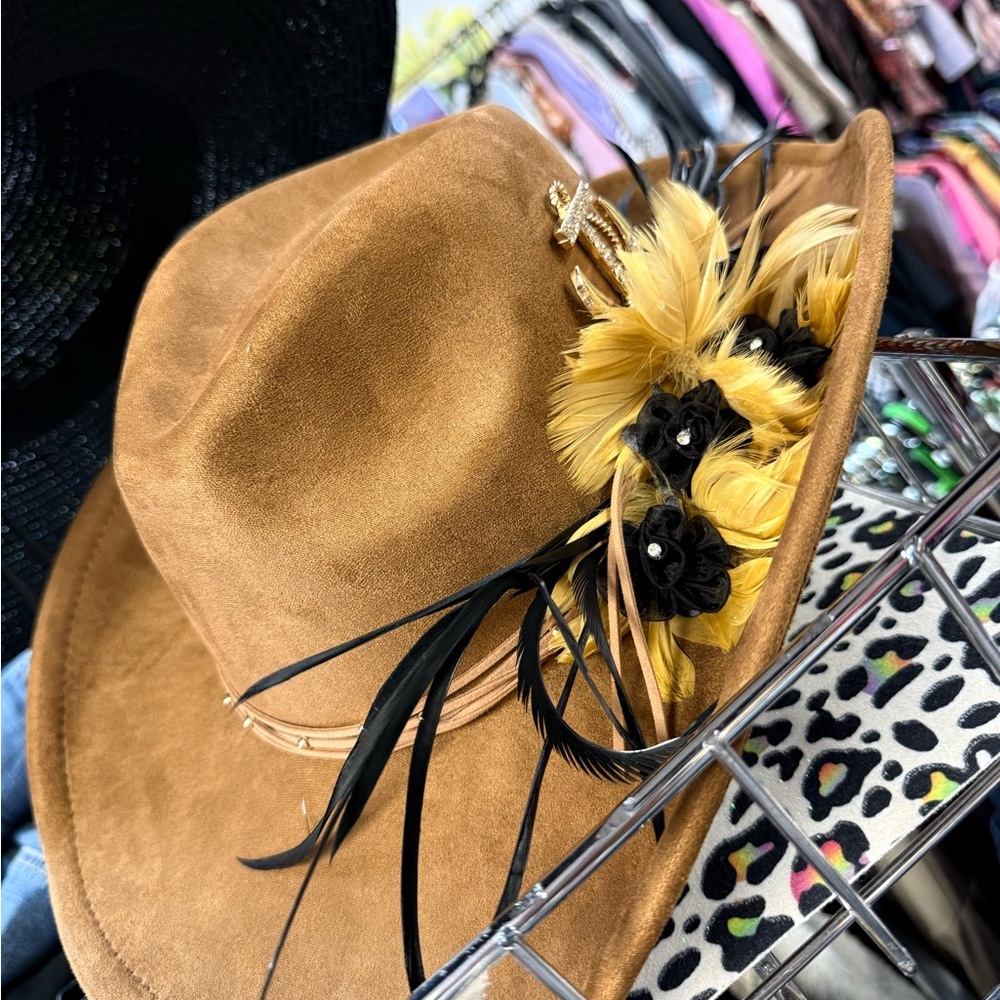 Brown Feathered Women's Hat